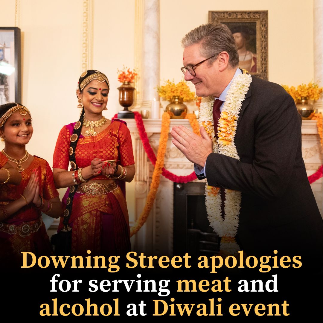 Downing Street apologies for serving meat and alcohol at Diwali event